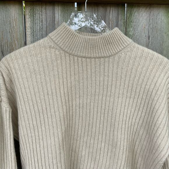 Madewell Sweater Recycled Cashmere Rib Knit Mock Neck Cropped Small - Picture 3 of 8